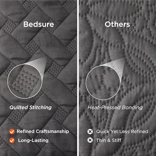 Bedsure King Size Quilt - Grey Basket Weave Bedspread