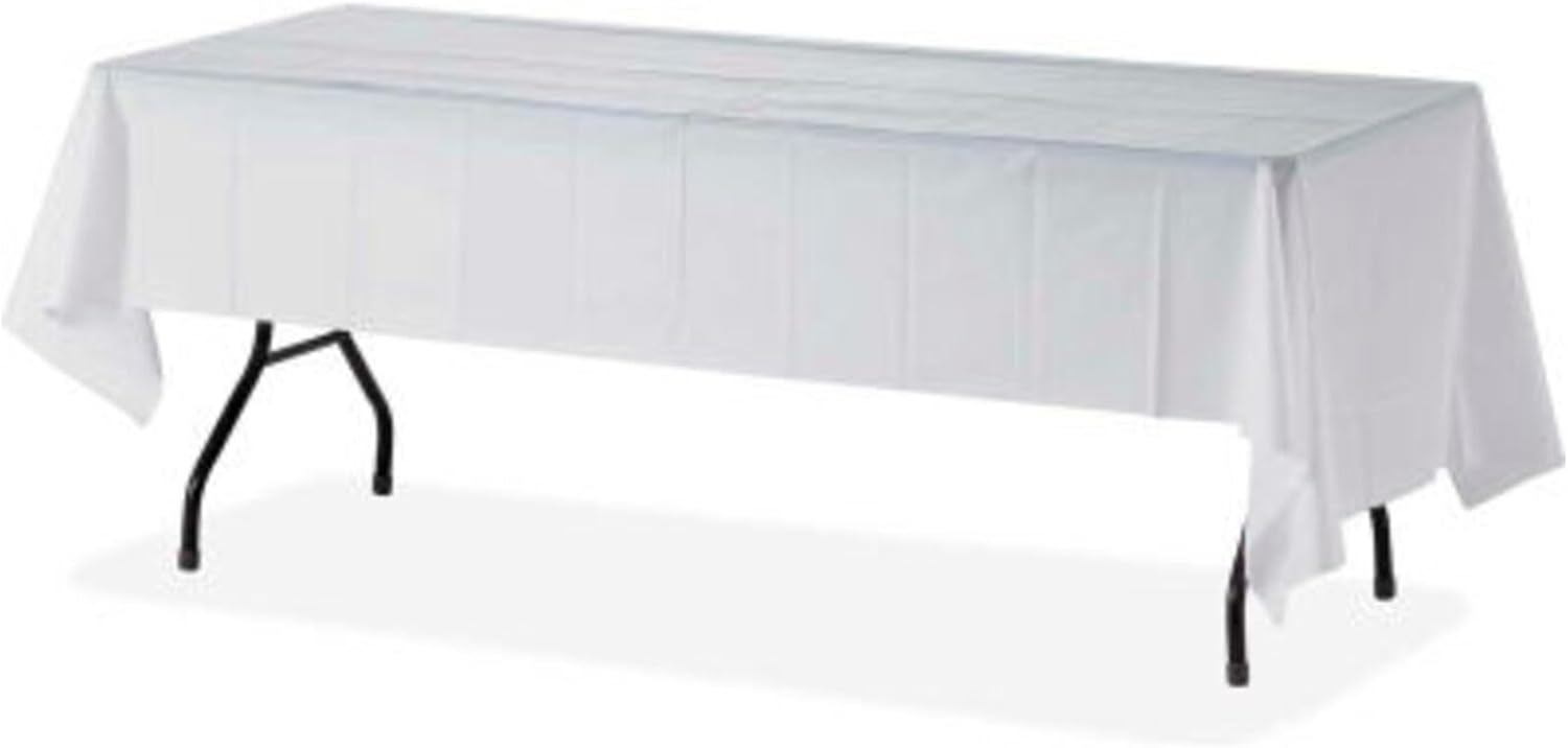 Genuine Joe Plastic Table Cover 54x108 White 6 Count