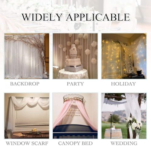 RYB HOME White Sheer Curtains 2 Panels for Canopy Bed