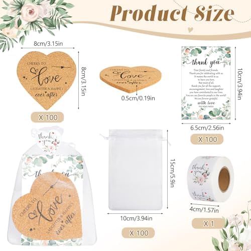 100 Heart Shaped Coasters Wedding Favors Gift Set