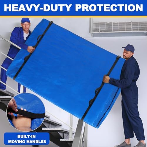 Ticonn Heavy Duty Queen Mattress Cover Bag with Handle and Buckles Blue
