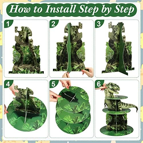 3 Tier Dinosaur Cupcake Stand Party Decorations