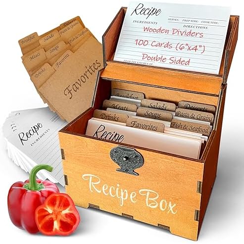 Recipe Box Set with 100 Cards and 9 Dividers