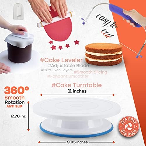 RFAQK 230pcs Cake Decorating Kit with Turntable and Tips