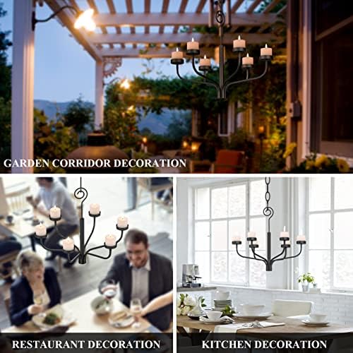 smtyle Halloween Tea LED Light Black Chandelier Candle Holder Set of 6
