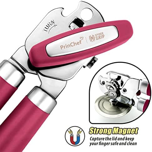 No-Trouble Lid Lift Red Manual Can Opener With Magnet And Beer Opener