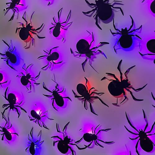 DRDUDU 36 Halloween Spider Wall Decor with LEDs
