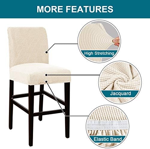 Turquoize Bar Stool Cover Set of 2 Jacquard Stretch Fabric
