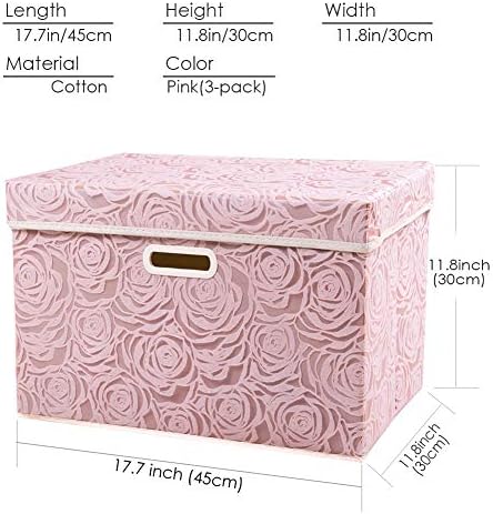 Prandom Larger Foldable Storage Box with Lid 3-Pack