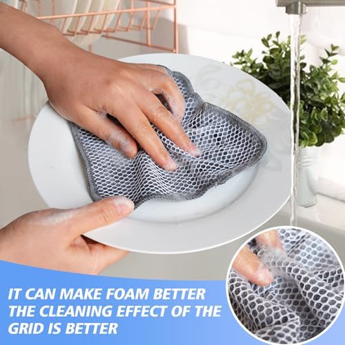 KinHwa Kitchen Washcloths with Poly Scrub Side 9 Pack
