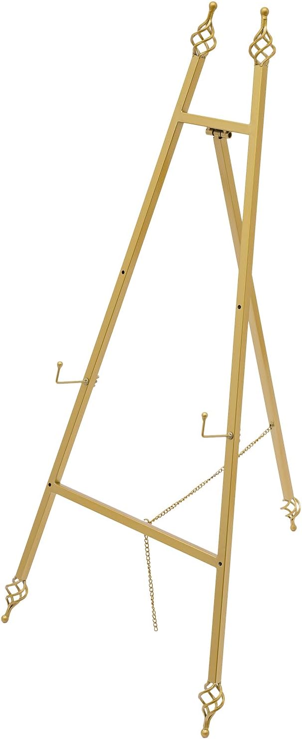 2 Pcs Large Gold Wedding Display Easel with 6 Adjustable Hooks