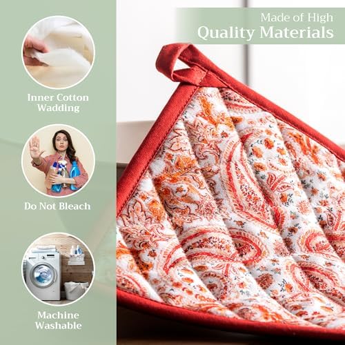 Maison d Hermine 100 Cotton Potholder Set of 2 8x8 Hot Pads