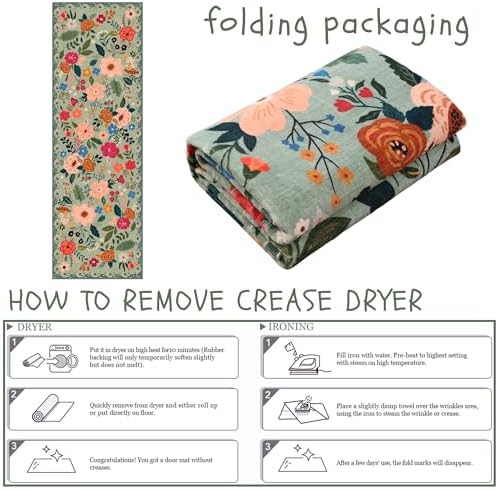 Soft Floral Runner Rug with Non Slip Rubber Backing