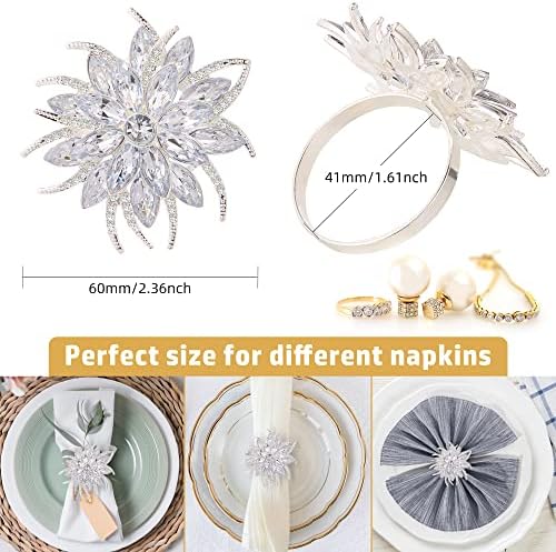 Zeedix Silver Lotus Napkin Rings Set of 12