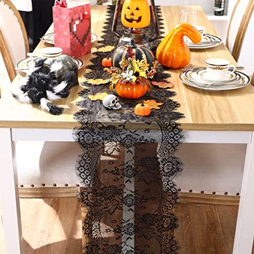 Chumia 12 Pcs Black Lace Table Runners Rustic Wedding Decor