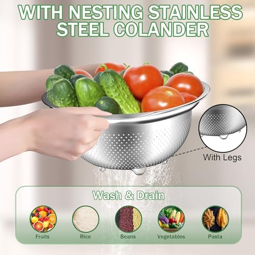 DUTZUN Stainless Steel Mixing Bowls with Lids Set - 4 25 2 15QT Black