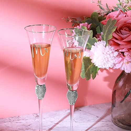 4 Piece Wedding Cake Knife and Champagne Flutes Server Set Silver