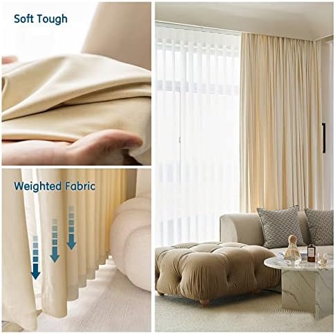 LETAU Velvet Blackout Curtains 52x102 Set of 2