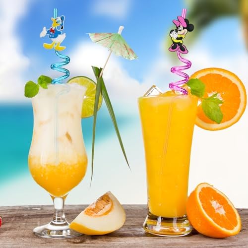 25 Piece Mouse Straws with Cleaning Brushes for Parties