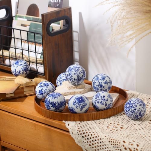 Vesici 9 Pcs Blue White Porcelain Decorative Balls