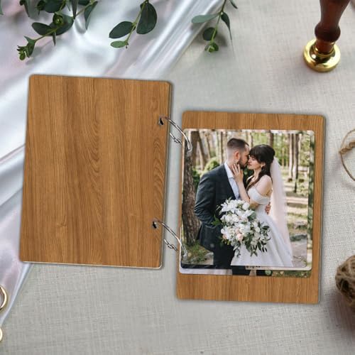 La Boda Personalized Wedding Card Holder Wooden Photo Album with Metal Buckles