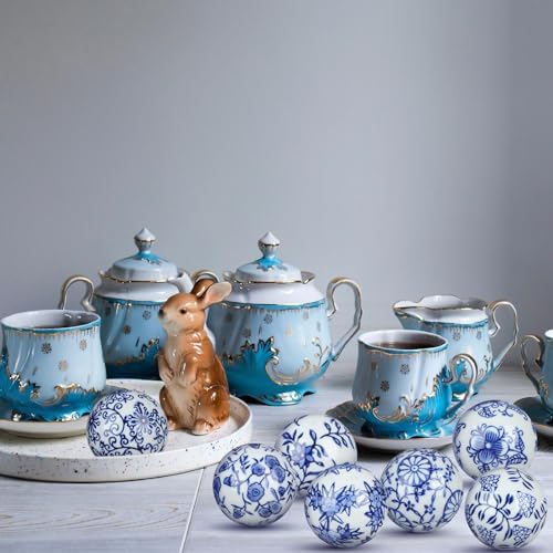 Vesici 9 Pcs Blue White Porcelain Decorative Balls