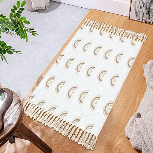 Boho Style Area Rug with Tassels for Kids Room