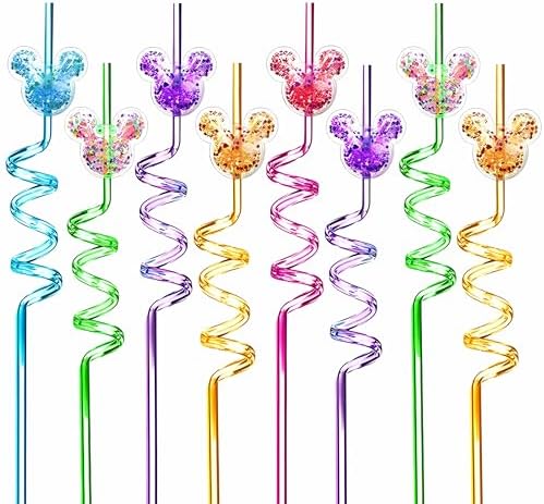 24Pcs Glitter Mouse Straws for Party Favors