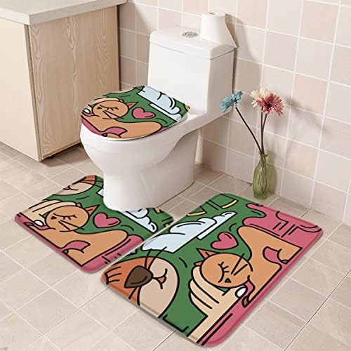 YESOF66 3 Piece Bathroom Rug Set Non Slip