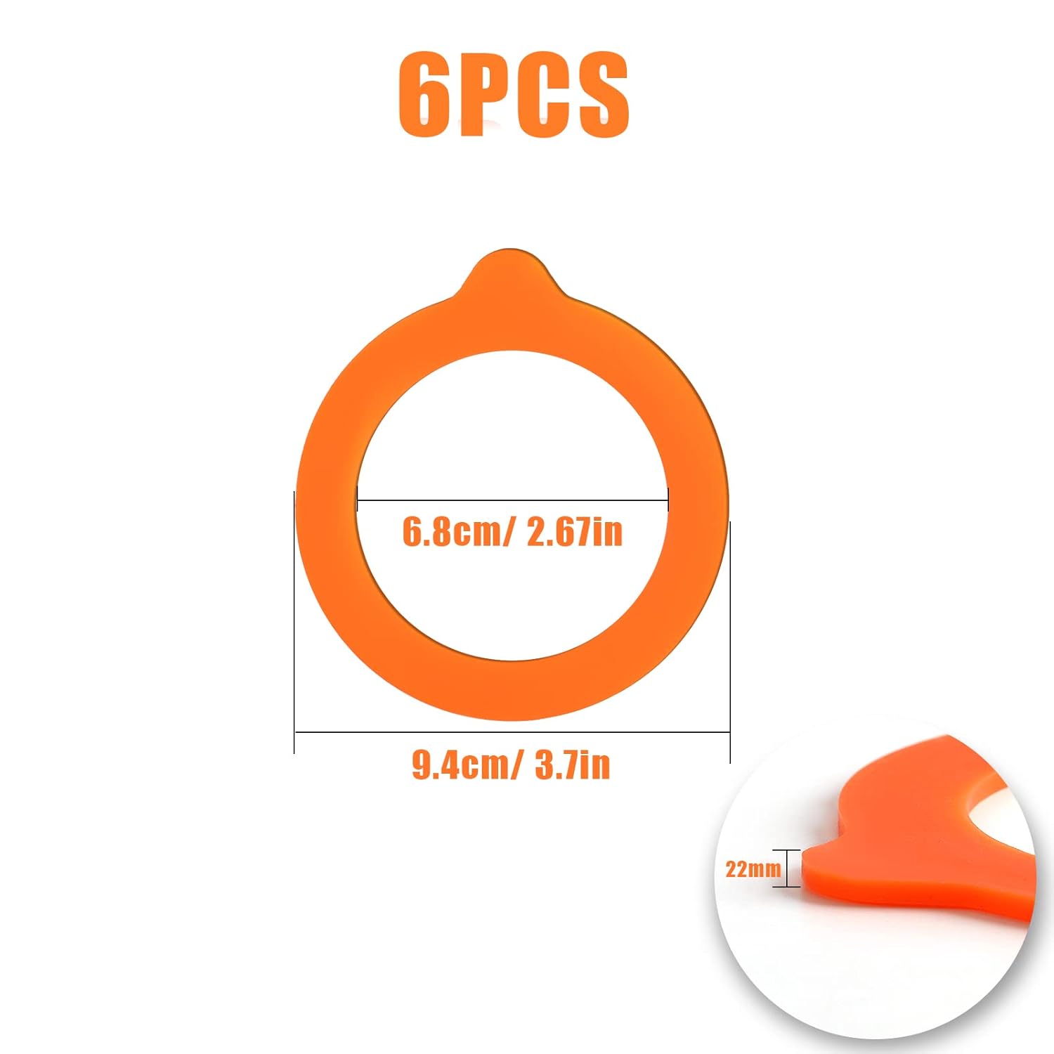 6pcs Silicone Gasket Seals for Mason Jars