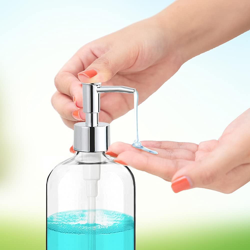 Elegant Clear Soap Dispenser with Rust Proof Pump 2 Pack