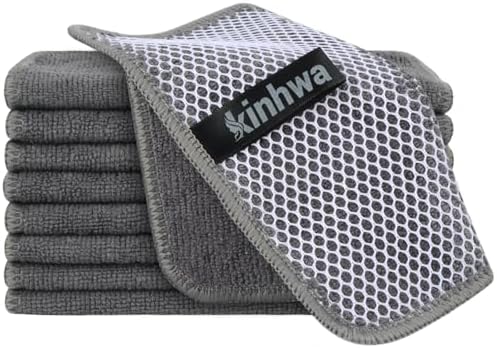 KinHwa Kitchen Washcloths with Poly Scrub Side 9 Pack