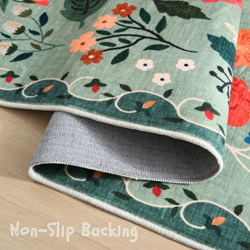 Soft Floral Runner Rug with Non Slip Rubber Backing