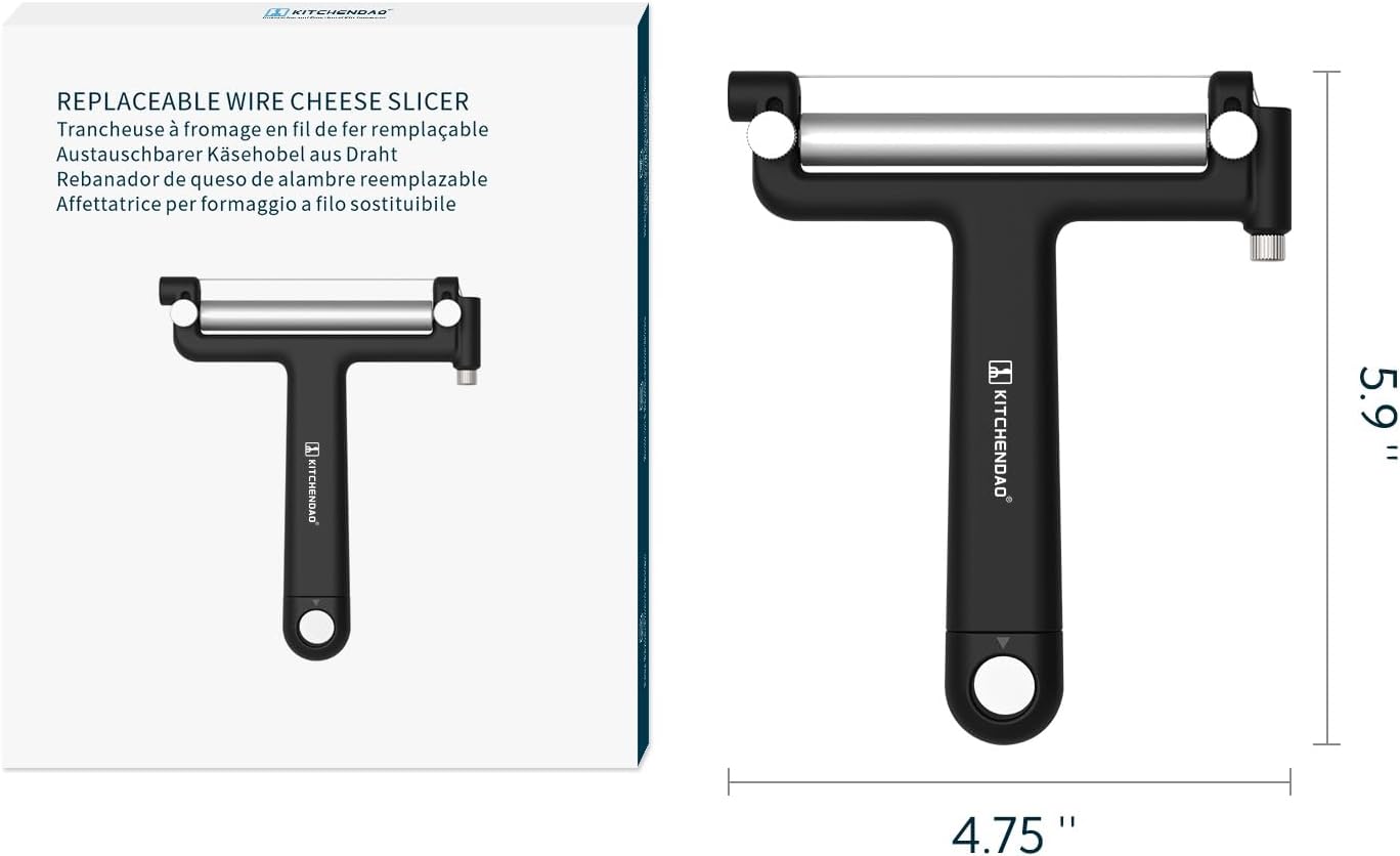 Kitchendoao Adjustable Wire Cheese Slicer Cutter with 3 Extra Wires