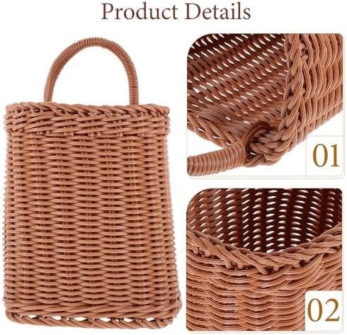 2pcs Square Woven Hanging Basket Set for Kitchen Living Room Storage