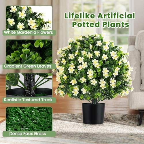 Goplus 215 Inch Artificial Boxwood Topiary Ball Tree Set of 2