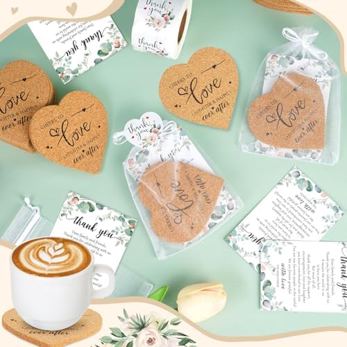 100 Heart Shaped Coasters Wedding Favors Gift Set