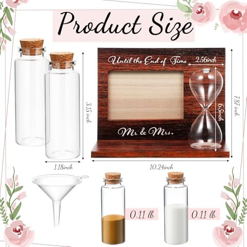 Blosssound Wedding Unity Sand Ceremony Set with Wooden Frame and Hourglass