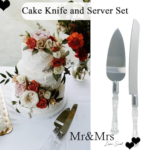 Adorox Cake Knife and Server Set with Acrylic Handles