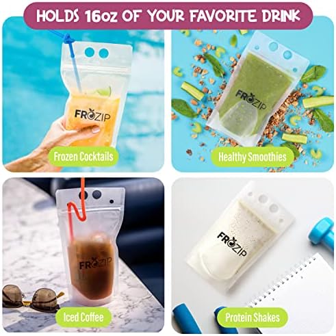 100pcs 16oz Drink Pouches with Straws and Funnel