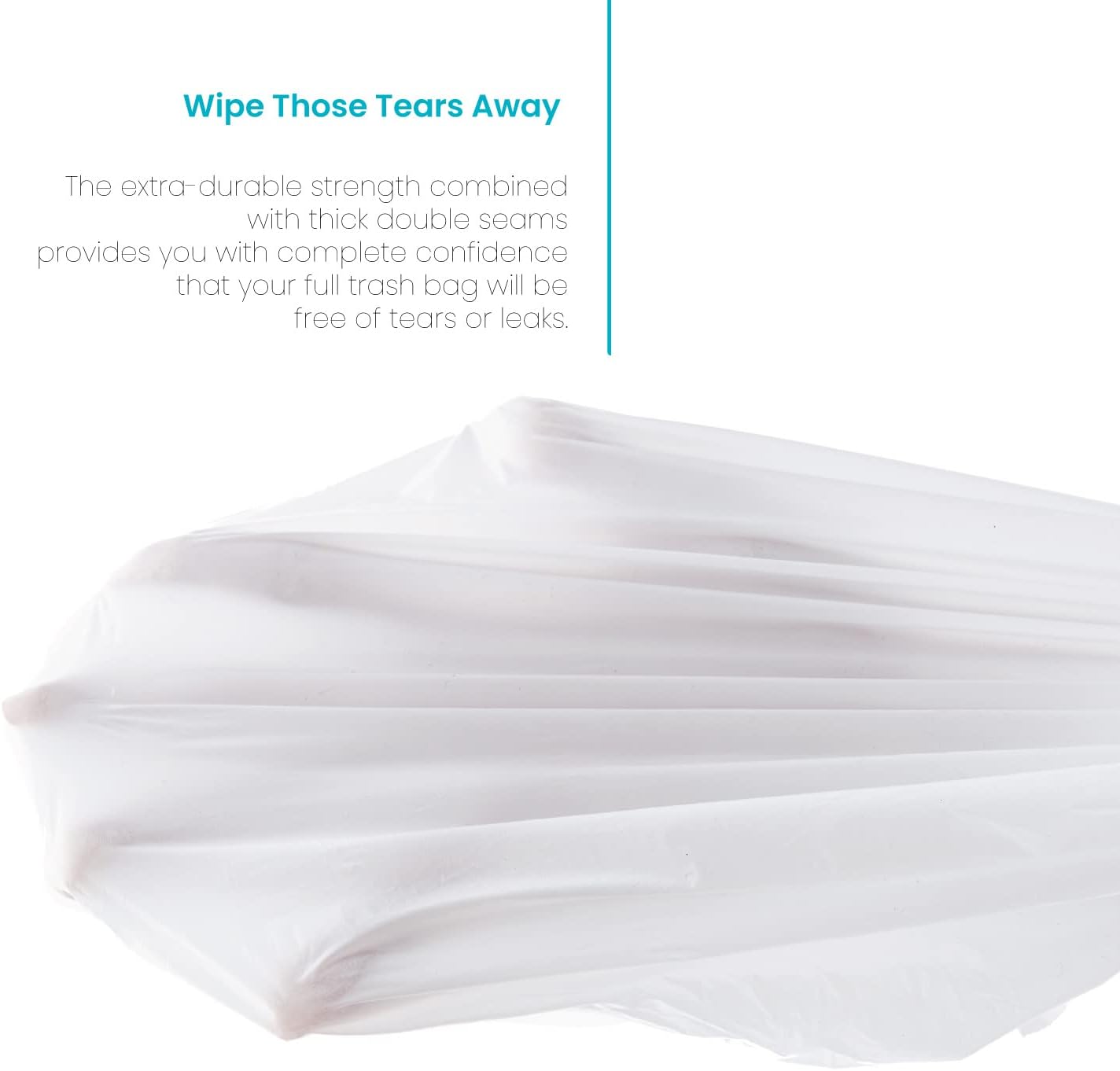 Home Zone Living 53 Gallon Trash Bags with Drawstring Handles 60 Count