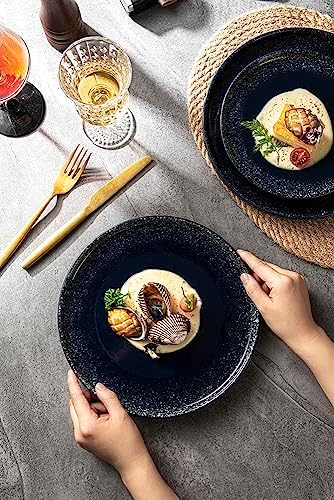 SQS CERAMICS Dinner Plates Set of 6 Navy Blue