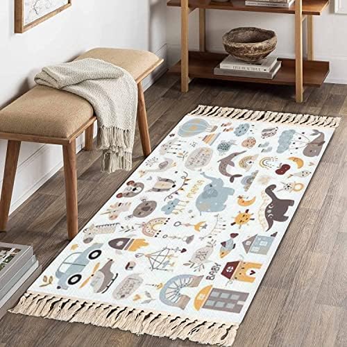 Boho Style Kid Room Rug with Tassels and Fringe