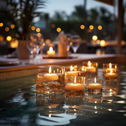 48 Pack White Floating Candles 3 Inch Unscented for Centerpieces