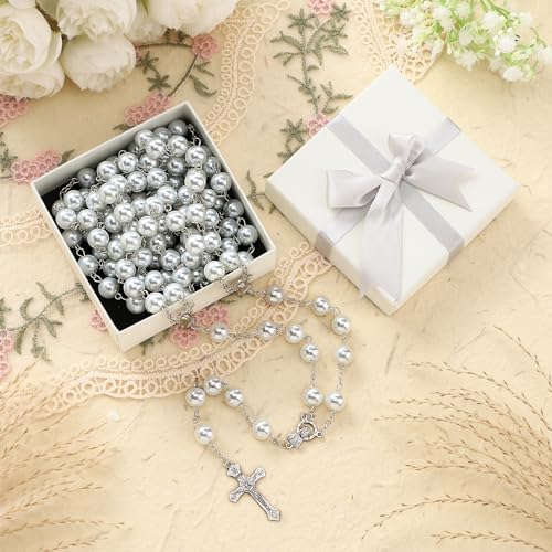 Traditional Wedding Unity Cord Lasso with Pearl and Cross