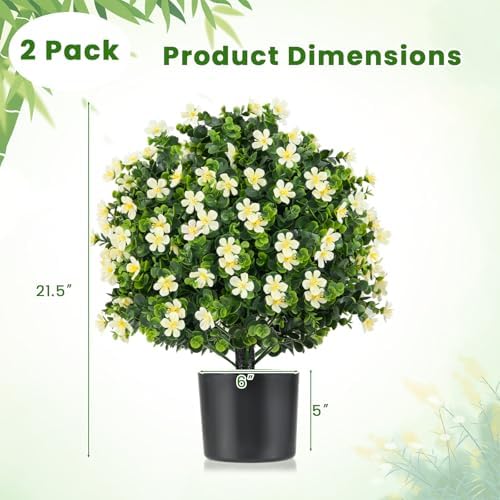 Goplus 215 Inch Artificial Boxwood Topiary Ball Tree Set of 2