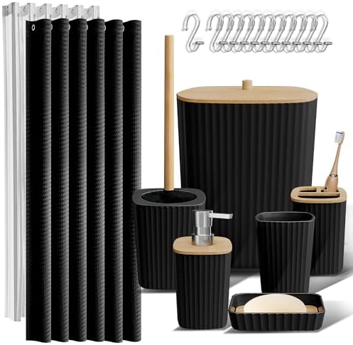 Clara Clark Bathroom Accessories Set - 20PC Black Set