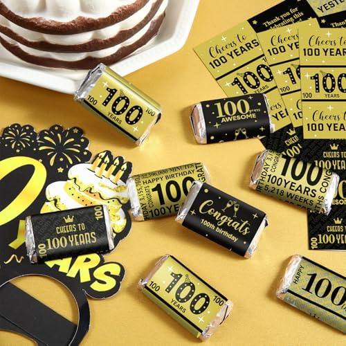 Tenare 90 Pcs 100th Birthday Black and Gold Stickers