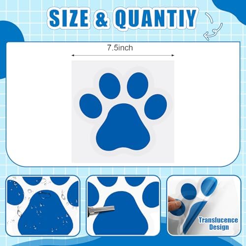ReliThick 30 Pcs Blue Paw Print Floor Decals
