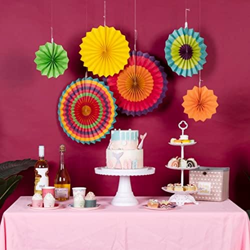 SUNBEAUTY Set of 6 Hanging Paper Fans for Birthday Parties